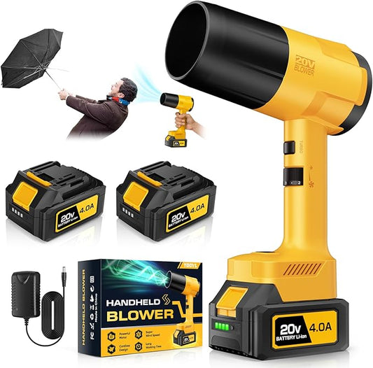 Leaf Blower Cordless, Handheld Leaf Blower with 2 Battery and Charger, 6 Speed Modes, Lightweight Blower for Patio, Lawn, Yard, Dust, Blowing Leaves