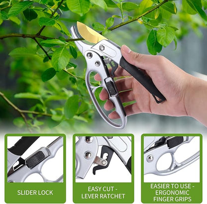 Ultra Sharp Germany Titanium Steel Pruning Shears - Cuts 3X Easier, Weak Hand Arthritis Snips, Rust-Resistant, Effortlessly 1-Inch Cut Capacity Garden Scissors, Ergonomic Handle