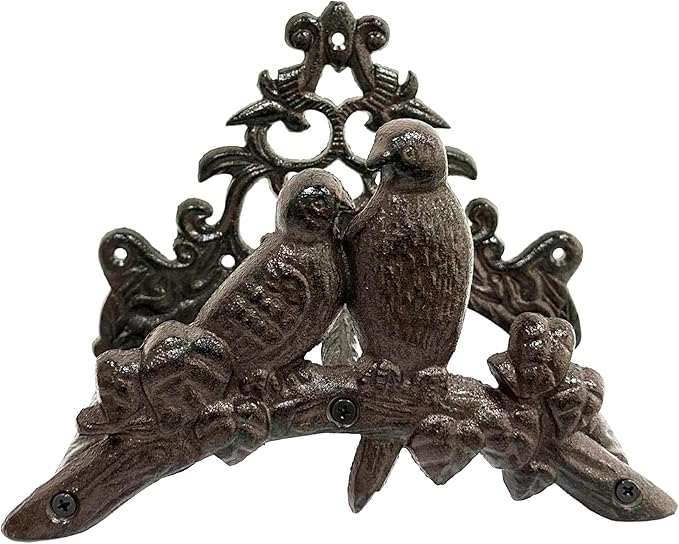 Garden Hose Holder Cast Iron Heavy Duty Water Hose Hanger, Outside Wall Mount, Solid Metal Decorative Rack/Organizer/Stand, Easy to Install, Hold Up to 50/75/100 ft (2 Birds)