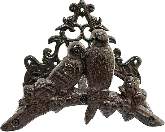 Garden Hose Holder Cast Iron Heavy Duty Water Hose Hanger, Outside Wall Mount, Solid Metal Decorative Rack/Organizer/Stand, Easy to Install, Hold Up to 50/75/100 ft (2 Birds)