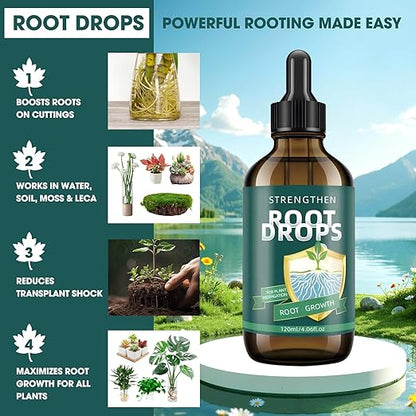 Root Drops – IBA Rooting Hormone for Cuttings | Fast Root Growth in Water, Soil, Moss, LECA | for Houseplants Like Pothos & Monstera (4.06 oz)
