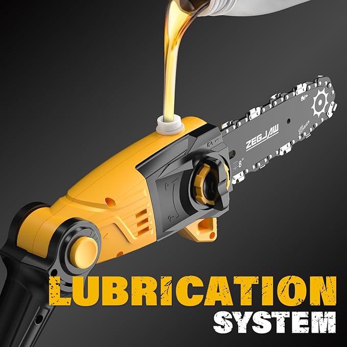 Pole Saw 8-Inch Cordless Tree Trimmer and 18-Inch Pole Hedge Trimmer 2-In-1, 15-Feet Max Reach, Pole Chainsaw, Auto Oiling, with 2x3.0Ah Battery & Charger, for Tree Trimming and Shrubs Pruning