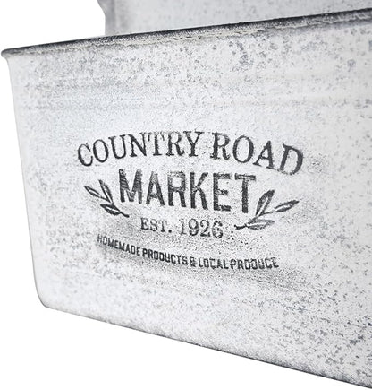 All Chic Set of 2 Metal Hanging Wall Planters Outdoor Indoor Mail Wall Mounted Planter Antique Shabby Chic Wall Decor (White)