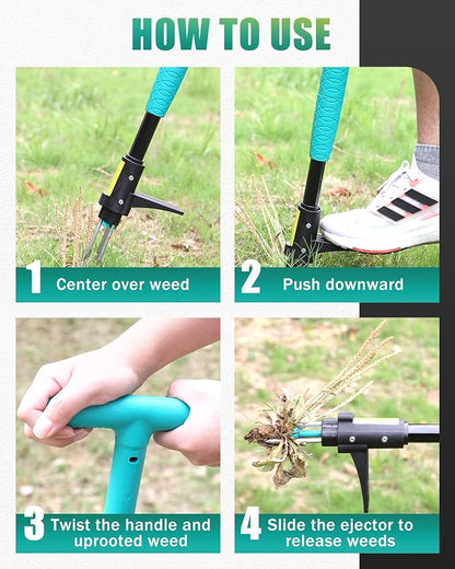 Breeze Touch 39" Weed Pulling Tool, 3-Claw Detachable Weed Puller Tool with Long Handle, Heavy Duty Stand Up Weeder Weeding Tool for Lawn, Yard, Garden, Crabgrass, Dandelion Picker, Weed Remover