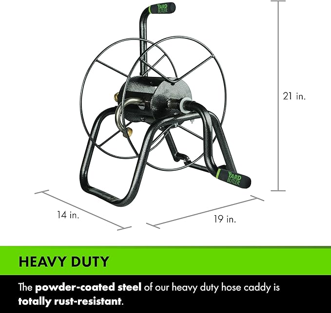 Yard Butler Portable Ground/Wall Mount Hose Reel, 75ft - Leakproof Hose Storage Solution - Durable Powder Coated Steel Construction - Rust Resistant Outdoor Watering Accessory - Tangle-Free Operation