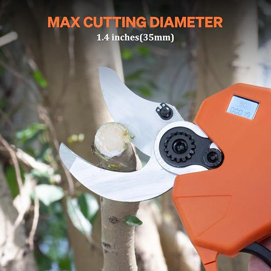 Electric Pruning Shears Cordless Pruner Shears Brushless 35mm Cutting Diameter with 2000mAh*2 Rechargeable Batteries for Garden Tree Pruner Branch
