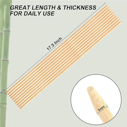 Natural Bamboo Smores Sticks 120 PCS, Extra Long 17.5" 5MM Thick Marshmallow Roasting Skewers, Heavy Duty Wooden S'more Sticks for Grilling, Camping Fire, Caramel Candy Apple, Hot Dog