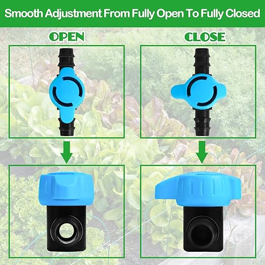 5 Pack 1/2 Inch Drip Irrigation Shut Off Valve Fittings - 1/2'' Drip Line Barbed Shut-off Valves Connectors for 1/2 Inch Drip Irrigation Tubing (.570-.620" ID) Drip System Water Flow Control