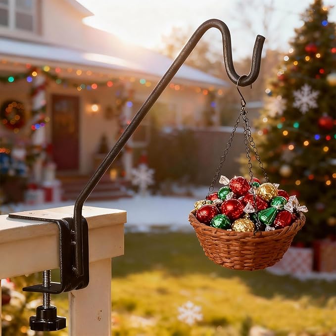 Kingsyard Middium Heavy Duty Deck Hook - 10 inch Metal Deck Railing Hooks for Hanging Bird Feeders, Planters, Suet Baskets, Lanterns, Wind Chimes