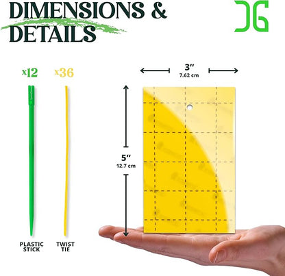 Catchmaster GRO Yellow Regular Double Sided Sticky Traps 36PK, Adhesive Bug & Fruit Fly Trap, Pest Control for Home, Farm, Garden, Hydroponics & Greenhouse, Protect Live Plants Indoor & Outdoor