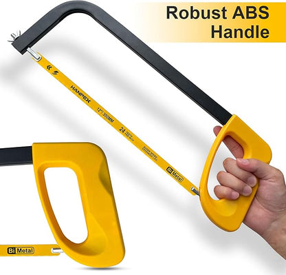 12in. High-Tension Hacksaw Frame with 24 TPI Bi-metal Blade, Hand Saw Suitable for Metal, wood, PVC, Carpentry