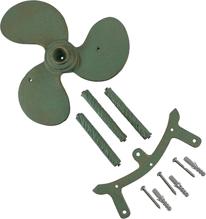 Nautical Boat Propeller Garden Hose Holder – Cast Iron with Verdigris and Bronze Finish, Wall-Mounted, 10.5" Diameter, 6" Depth, Holds 75 Feet of Hose, Decorative and Durable Outdoor Storage