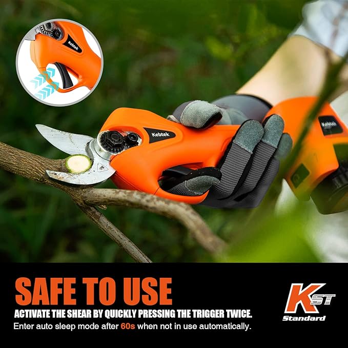 Pruning Shear Battery Powered, Kebtek Cordless Portable Electric Pruner with 2Pack 2Ah Rechargable Batteries -16.8V 25MM(0.98Inch) Cutting Diameter