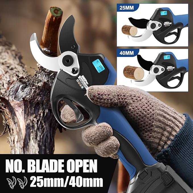 SWANSOFT Electric Pruning Shears with LED - 1.6" Cutting Diameter Cordless Electric Pruners Shears, 3 * 2.5Ah Battery Powered 1050W Progressive Scissors for Garden Tree Branch Pruner