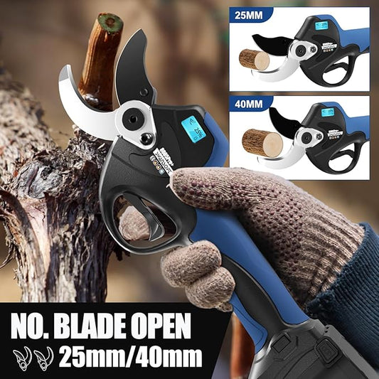 SWANSOFT Electric Pruning Shears with LED - 1.6" Cutting Diameter Cordless Electric Pruners Shears, 3 * 2.5Ah Battery Powered 1050W Progressive Scissors for Garden Tree Branch Pruner