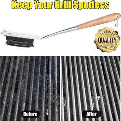 Grill Brush Bristle Free,Unique Steel Fibers Pad [Safe & Efficient] Perfect for Any Grill/Flat Tops Griddles,Safe Grill Cleaner for Outdoor Grill,Gifts for Men/Dad