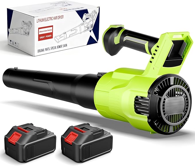 Electric Leaf Blower Cordless, 200 MPH Wind Speed, 2 x 4.0Ah Batteries, Handheld Leaf Blowers for Lawn Care, Stepless Speed Control, Portable Lightweight Grass Blower for Yard, Patio