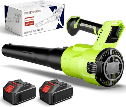 Electric Leaf Blower Cordless, 200 MPH Wind Speed, 2 x 4.0Ah Batteries, Handheld Leaf Blowers for Lawn Care, Stepless Speed Control, Portable Lightweight Grass Blower for Yard, Patio