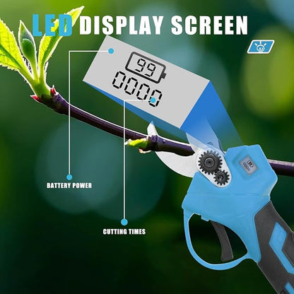 21V Electric Pruning Shears, Tacsaw Upgraded 600W Brushless Electric Pruner with 2×2.0Ah Batteries, 2 Blades, Fast Charger, 1.6" Cutting Diameter, Cordless Pruning Shears for Yards/Outdoors/Farms