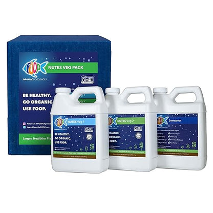 FOOP Nutes Veg Starter Pack: Get Fat Roots, Thick Stalks, Awesome Terpenes, and an Explosion of Trichomes | Infused with Cal/Mag, and Silica | Certified Organic | Three 32oz Bottles