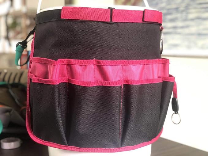 MELOTOUGH Bucket Caddy Organizer Bucket Tool Organizer for Garden Tools Fit 3.5 to 5 Gallon Bucket (Pink and Green)