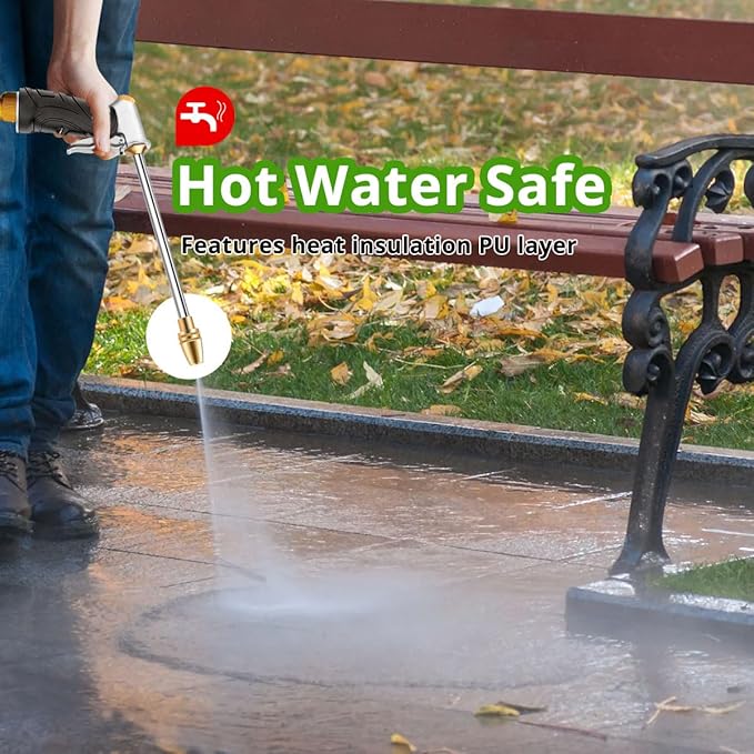 Garden Hose Nozzle Sprayer High Pressure Garden Hose Nozzle Heavy Duty Water Sprayer for Garden Spray Patio Outdoor Washer Pet Shower Car Wash attachment (LongRodHeat-insulated)