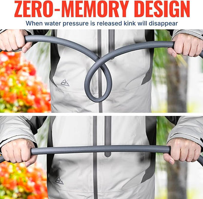 YAMATIC Short Garden Hose 5/8 in x 5 ft with Swivel Handle, Super Flexible Leader Hose for Hose Reel, All-weather, Lightweight, Burst 600 PSI, Gray