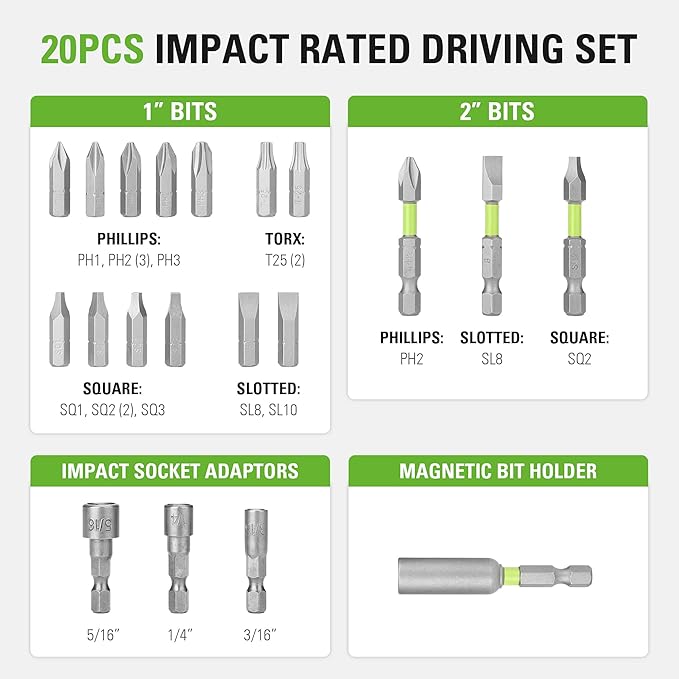 Greenworks 20 Piece Impact Rated Driving Set