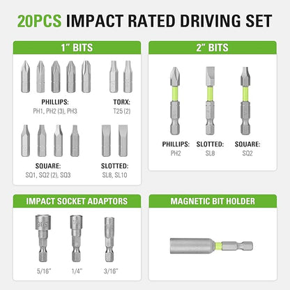 Greenworks 20 Piece Impact Rated Driving Set