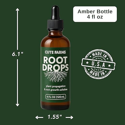 Root Drops - Liquid Rooting Booster | Rapid Growth, Stronger Root System, Reduced Transplant Shock | Ideal for Water, Soil, Leca | Perfect for Indoor Plants: Pothos, Monstera, Philodendron (4 oz)