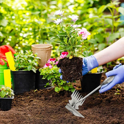 Dual-Head Weed Puller Tool, 2 Pack Heavy Duty Weeder Tool & Weed Remover, Garden Uprooting Tool with Hoe and Rake for Easy Weed Removal