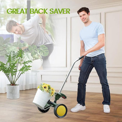 EJWOX Heavy Duty Plant Dolly Caddy - Pot Mover for Garden w/ 165 lb Capacity, Flat-Free Wheels & Suction Cups | Adjustable Handle, Floor Protection