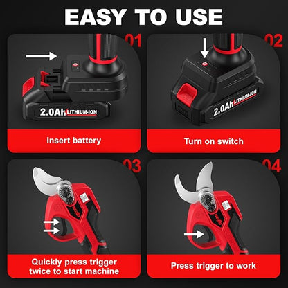 Electric Pruning Shears Cordless, 1.4" Cutting Diameter, Cordless Pruning Shear with SK5 Blades & LCD Display, Branch Cutter with 2*2.0Ah Batteries, Electric Pruners for Gardening Tree Branch