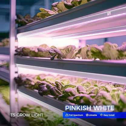 Barrina T5 Grow Light, Full Spectrum LED Grow Lights for Indoor Plants, 3ft 128W (8 x 16W, 800W Equivalent) Plant Light, Grow Lights for Seed Starting, Plug and Play, Pinkish White, 8-Pack