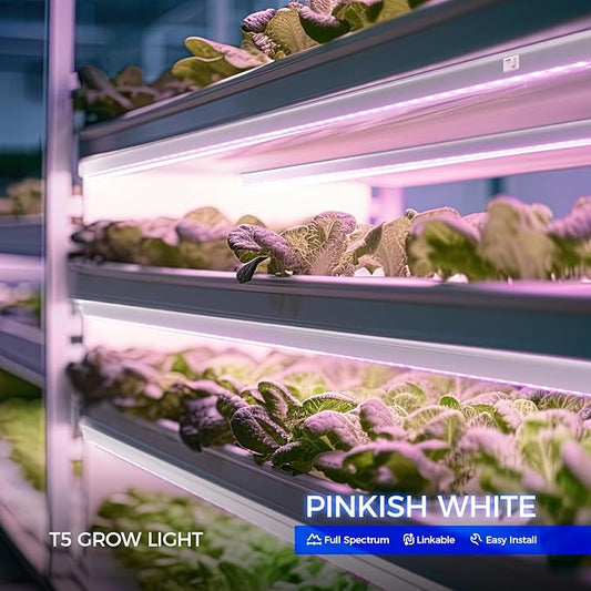 Barrina T5 Grow Light, Full Spectrum LED Grow Lights for Indoor Plants, 3ft 128W (8 x 16W, 800W Equivalent) Plant Light, Grow Lights for Seed Starting, Plug and Play, Pinkish White, 8-Pack