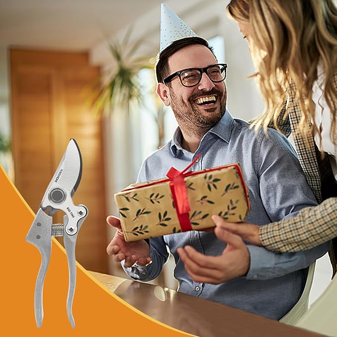 BOOSDEN Bypass Pruning Shears，8’’ Professional Garden Shears, Plant Garden Scissors with Sharp SK5 Steel Blades, Handheld Clippers for Cutting Flower, Trimming Plants, Bonsai, Fruits Picking