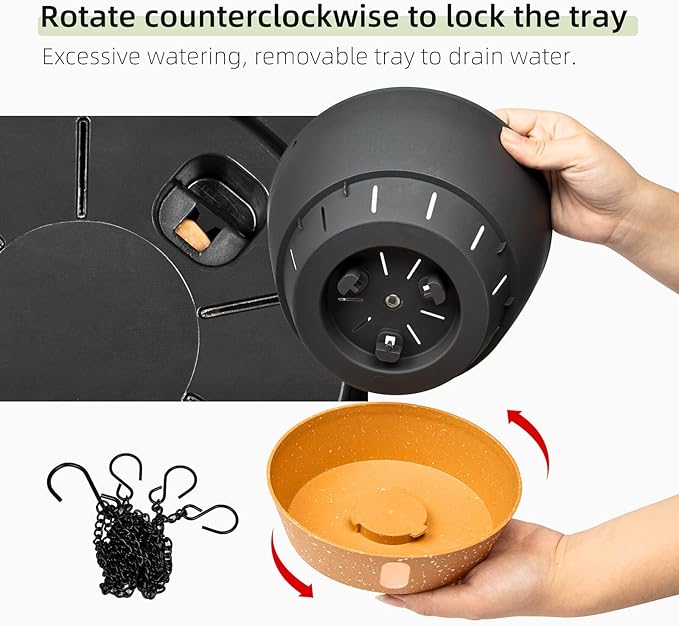 QCQHDU 2 Pack 8 Inch Hanging Planters for Indoor Outdoor Plants, Hanging Baskets Flower Pots with Reservoir Tray & Visible Water-Level