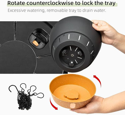 QCQHDU 2 Pack 8 Inch Hanging Planters for Indoor Outdoor Plants, Hanging Baskets Flower Pots with Reservoir Tray & Visible Water-Level