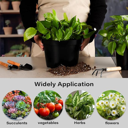 BTPLASTIK 8 Inch Plastic Plant Pots, 15 Pack Sturdy Nursery Pot with Drainage Holes, Flower Planter Pots for Indoor Outdoor, Garden Containers Sets for Vegetable Herbs Flowers, Black