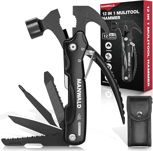12 in 1 Multitool Hammer, Gifts for Dad, Christmas Stocking Stuffers for Men Adults, Camping Accessories Survival Gear, Cool Gadgets Gifts for Men, Husband, Boyfriends, Birthday Gifts for Him