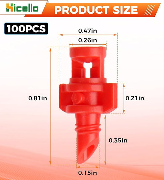 100PCS 360 Degree Misting Nozzle Irrigation, Sprinklers Sprayer for Garden Irrigation System, Micro Sprayer Refraction Automizing Drippers