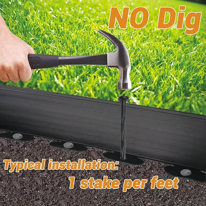 4In× 70Ft Landscape Edging with 120 Stakes, No Dig Garden Edging for Lawn Edging,Landscape Border Passway Border and Flower Bed Border