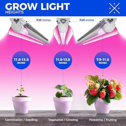 Barrina LED Grow Light, 252W(6 x 42W) 4ft T8, Full Spectrum, V-Shape with Reflector, Linkable Design, Plant Lights for Indoor Plants, 6-Pack