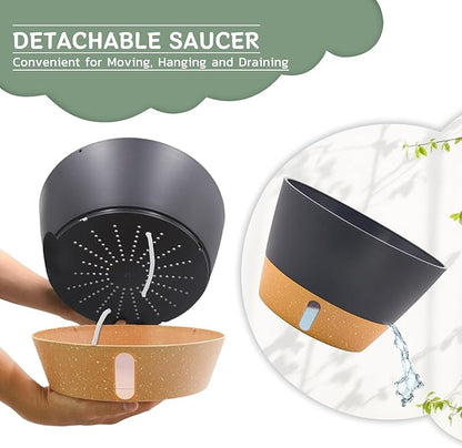 ZMTECH 12 Inch Hanging Planters for Indoor, 2 Pack Self Watering Plant Pot for Outdoor Garden Porch, Large Hanging Baskets with Visible Water Level and Chain(12Inch, Gray)