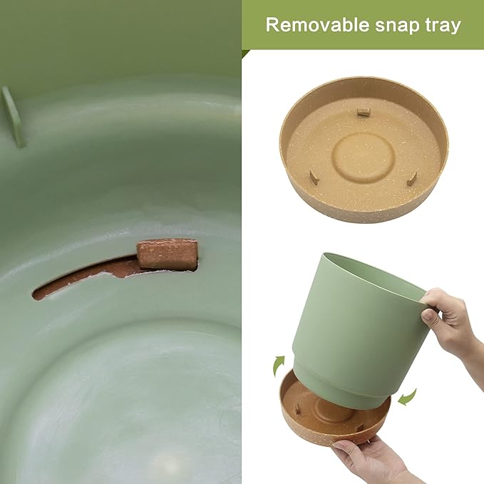 QCQHDU 8 inch Plant Pot, 2 Pack Planters for Indoor Plants with Drainage Holes & Saucer, Outdoor Flower Pots Home Garden Modern Decor