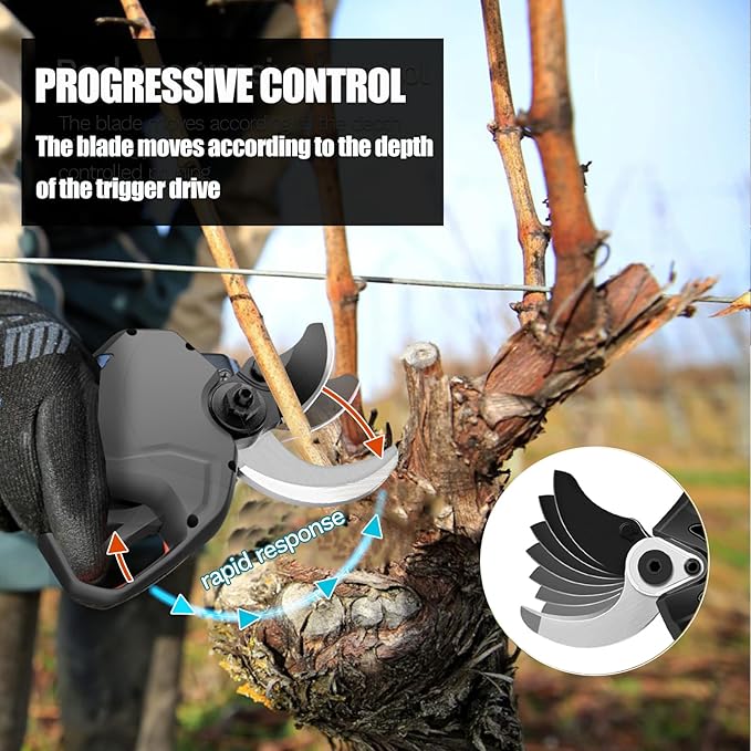 SWANSOFT Electric Pruning Shears with LED - 1.6" Cutting Diameter Cordless Electric Pruners Shears, 3 * 2.5Ah Battery Powered 1050W Progressive Scissors for Garden Tree Branch Pruner