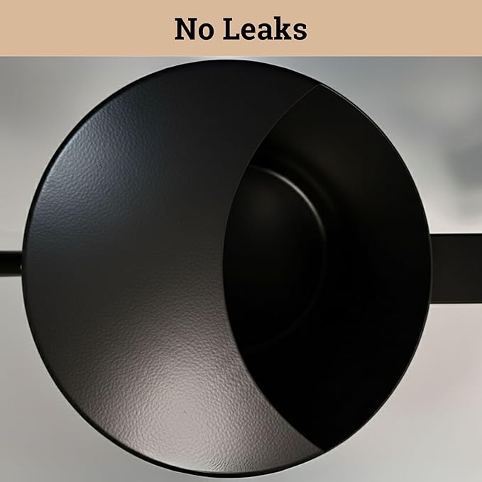 35 Ounce Metal Small Indoor Watering Can with Long Spout & Real Wood Handle for House Plants, Succulents, Cacti & Seedlings - Black Long Spout Watering Can Indoor Plants - Gentle Flow & No Spills