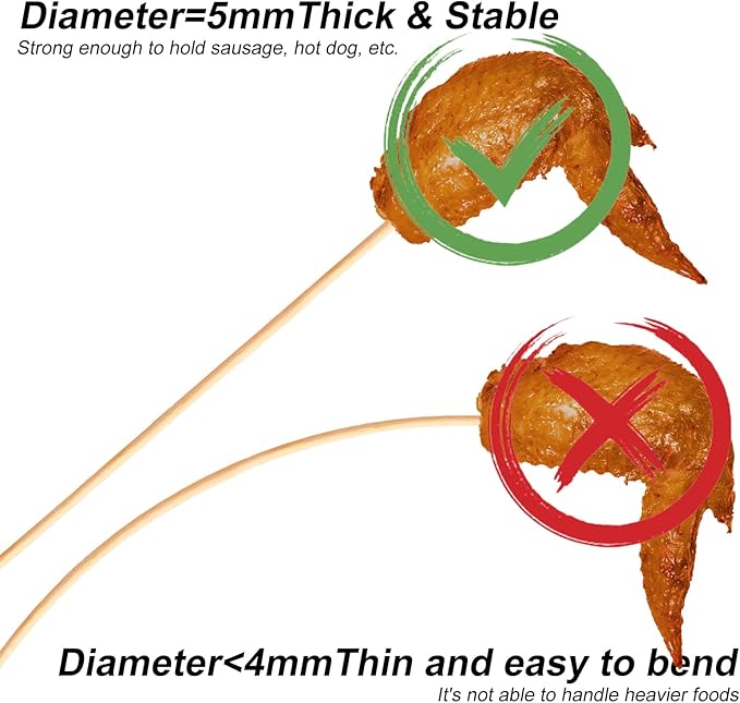 Natural Bamboo Smores Sticks 17.5", 40 PCS Marshmallow Roasting Skewers, Extra Long 5MM Thick Heavy Duty Wooden S'more Sticks for Grilling, Camping Fire, Caramel Candy Apple, Hot Dog