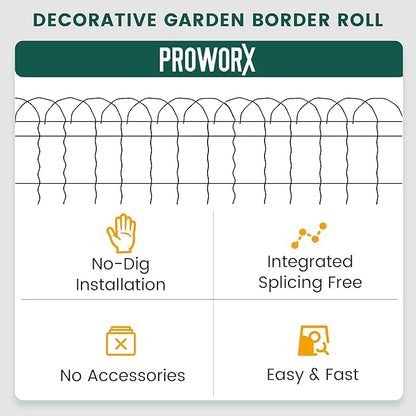 2 Rolls Black Garden Fence Border, 14 in x 40 ft Metal Folding Fence Wire Roll Garden Border Edging, Garden Fence Roll Flower Bed Fencing for Outdoor Yard