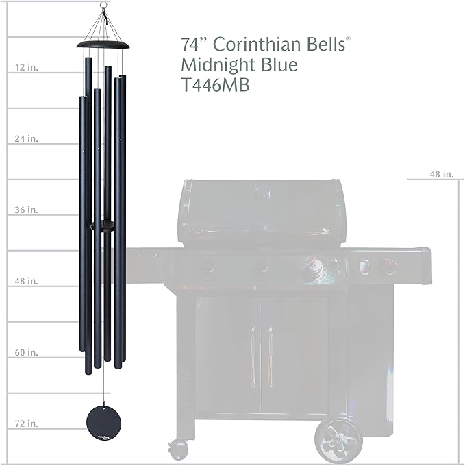 Corinthian Bells by Wind River – 74 inch Midnight Blue Wind Chime for Patio, Backyard, Garden, and Outdoor Decor (Aluminum Chime) Made in The USA